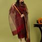 Handwoven Jamdani Muslin Unstitched 2-piece Kurti | Maroon Red