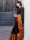 Handloom Narayanpet Cotton Saree | Coal Black
