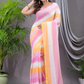 Handloom Mul Cotton Saree With Baby Pink - 003