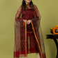 Handwoven Jamdani Muslin Unstitched 2-piece Kurti | Maroon Red