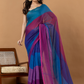 Pure Handloom Mul Cotton Saree | Teal Blue
