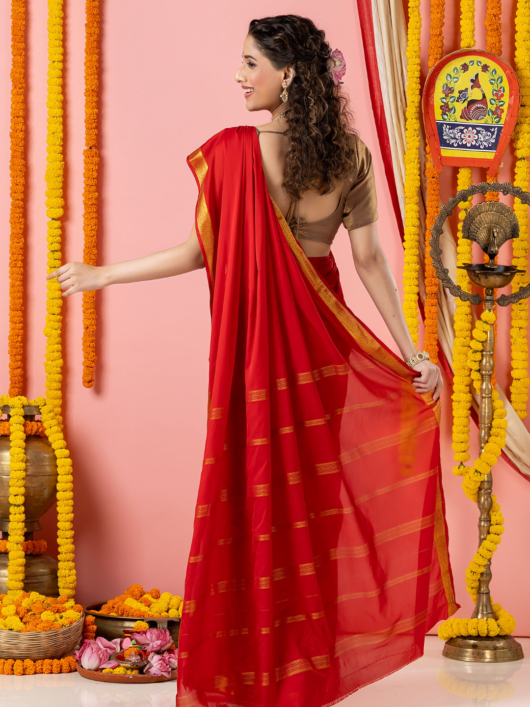 Classic Mysore Semi Silk Saree | Classic Red