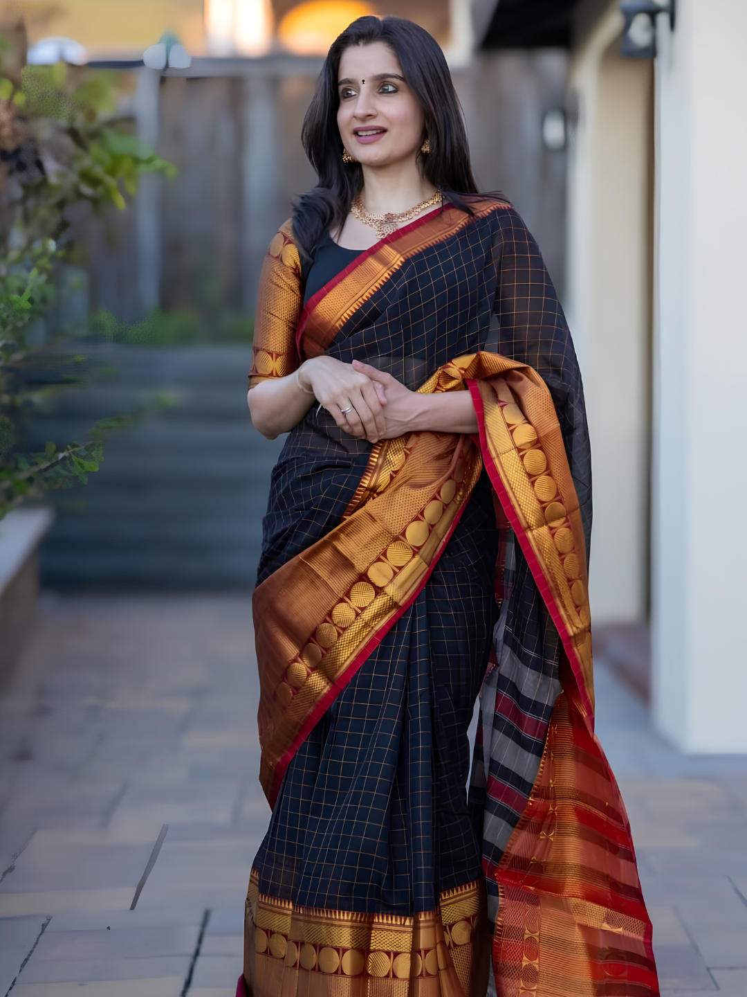 Handloom Narayanpet Cotton Saree | Coal Black