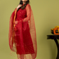 Handwoven Jamdani Muslin Unstitched 2-piece Kurti | Scarlet Red