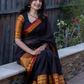 Handloom Narayanpet Cotton Saree | Coal Black