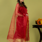Handwoven Jamdani Muslin Unstitched 2-piece Kurti | Scarlet Red