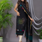 True Black Linen X Linen 2-Piece Set Kurti & Dupatta (UNSTITCHED) - 134