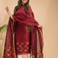 Burgundy Red Cotton Linen 2-Piece Set Kurti & Dupatta (UNSTITCHED) - 034