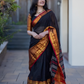 Handloom Narayanpet Cotton Saree | Coal Black