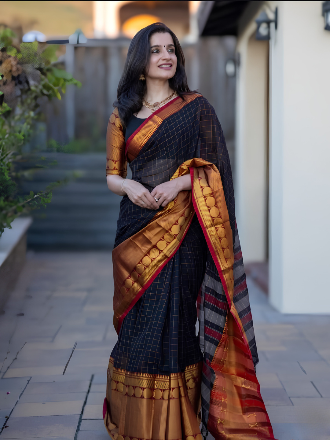 Handloom Narayanpet Cotton Saree | Coal Black