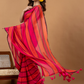 Pure Handloom Mul Cotton Saree | Hot Pink And Magenta Stripes