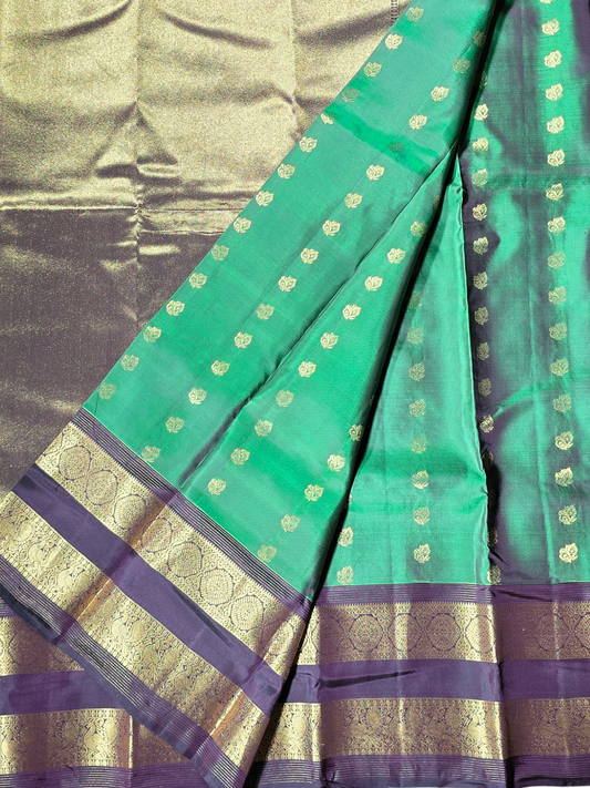 Traditional Kanjivaram Semi Silk Sarees | Emerald Green
