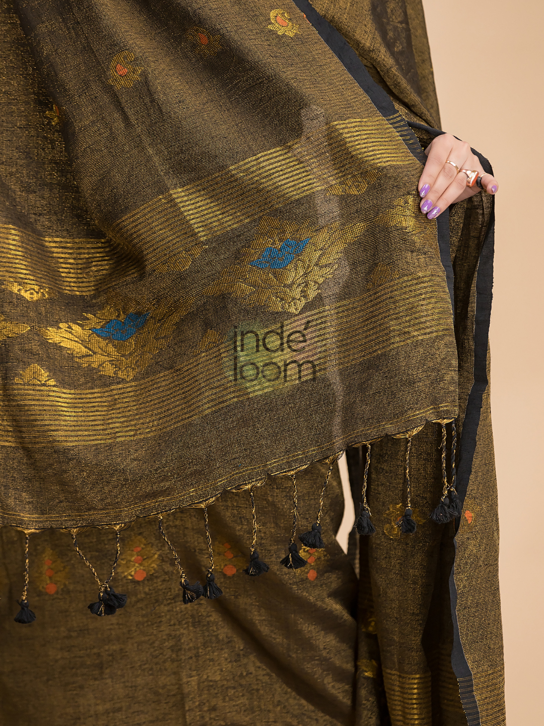 Olive Green Tissue Linen 2-Piece Set Kurti & Dupatta (UNSTITCHED) - 035