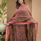 Coffee Brown  Jamdani 2-Piece Set Kurti & Dupatta (UNSTITCHED) -644