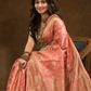 Floral woven design Silk blend Jacquard Saree | Peach Pink