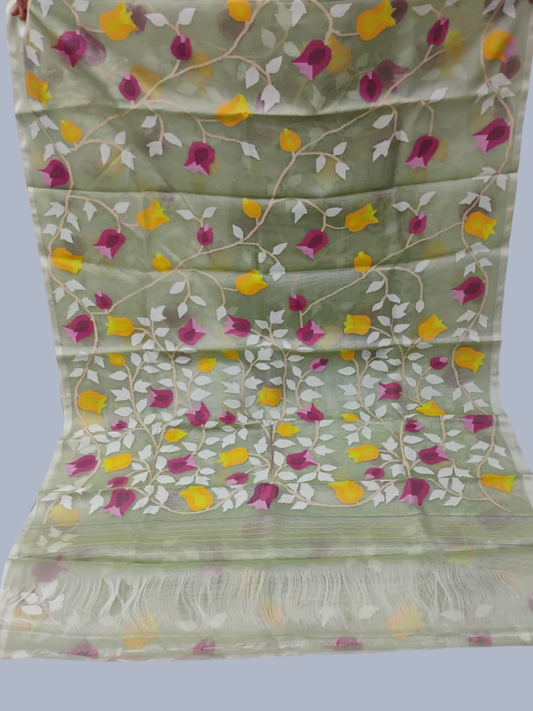 Handwoven Pure Handwoven Pure Muslin Saree  |  Almond Beige