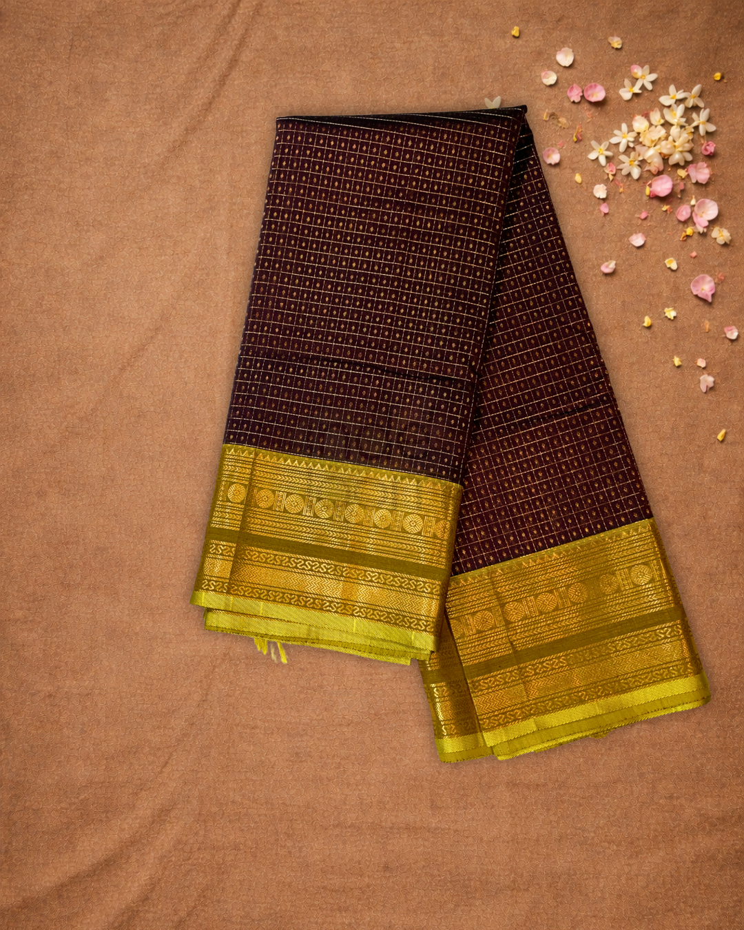 Pure Handloom Korvai Saree | Umber Brown