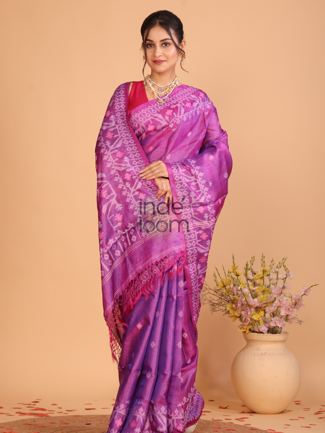 Tissue Jamdani Saree With Bright Purple - 105