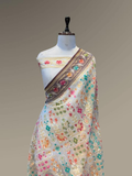 Pure Banarasi Exclusive Ektara Kora JAMDANI Tilfi saree  | Beige