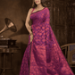 Hot Pink Jamdani Saree - 007 - indeloom