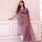 Lavender Purple Tissue Linen Silver Zari Jamdani 2-Piece Set Kurti & Dupatta (UNSTITCHED) - 305