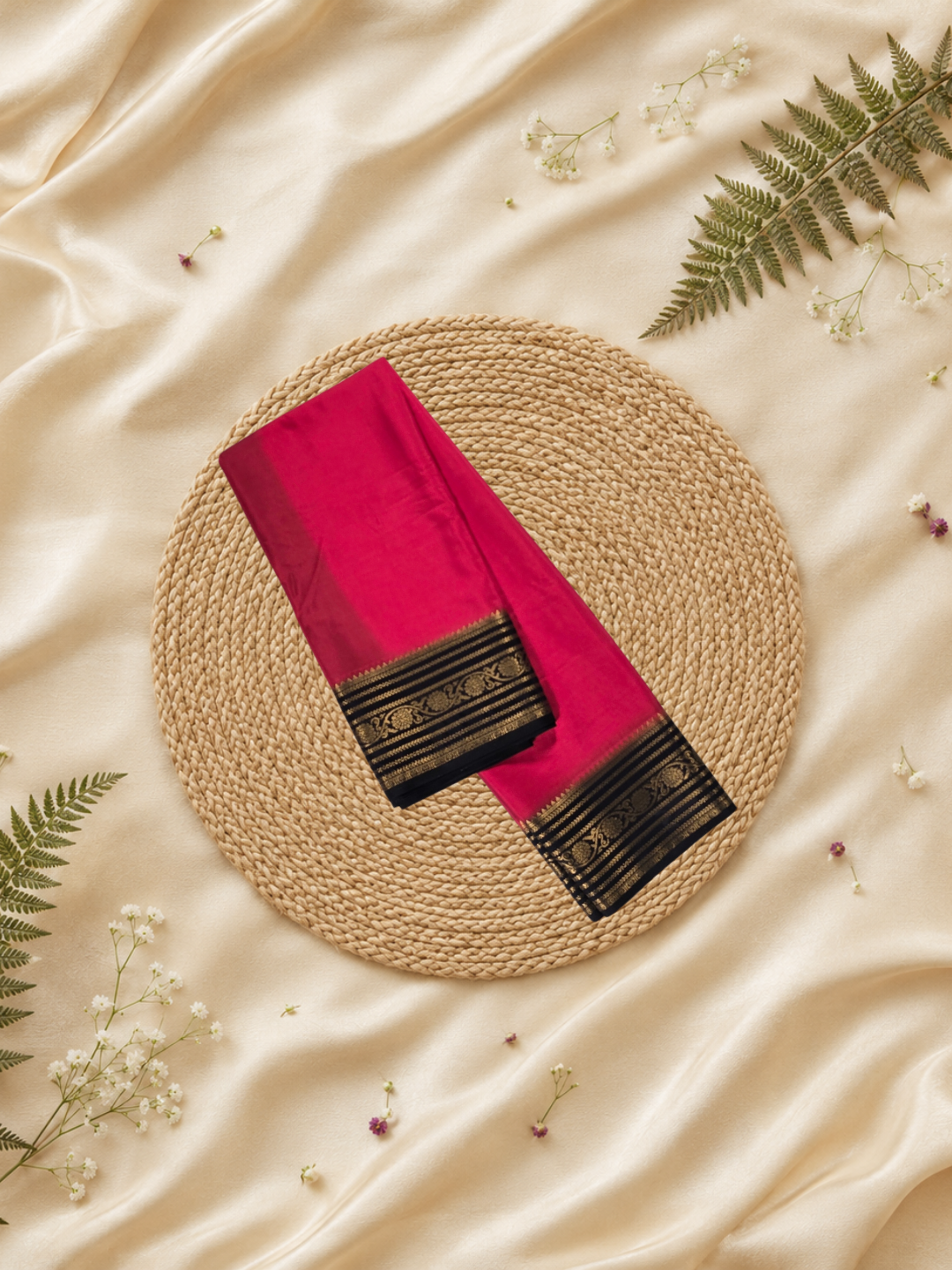 Mysore Silk Saree With Deep Pink