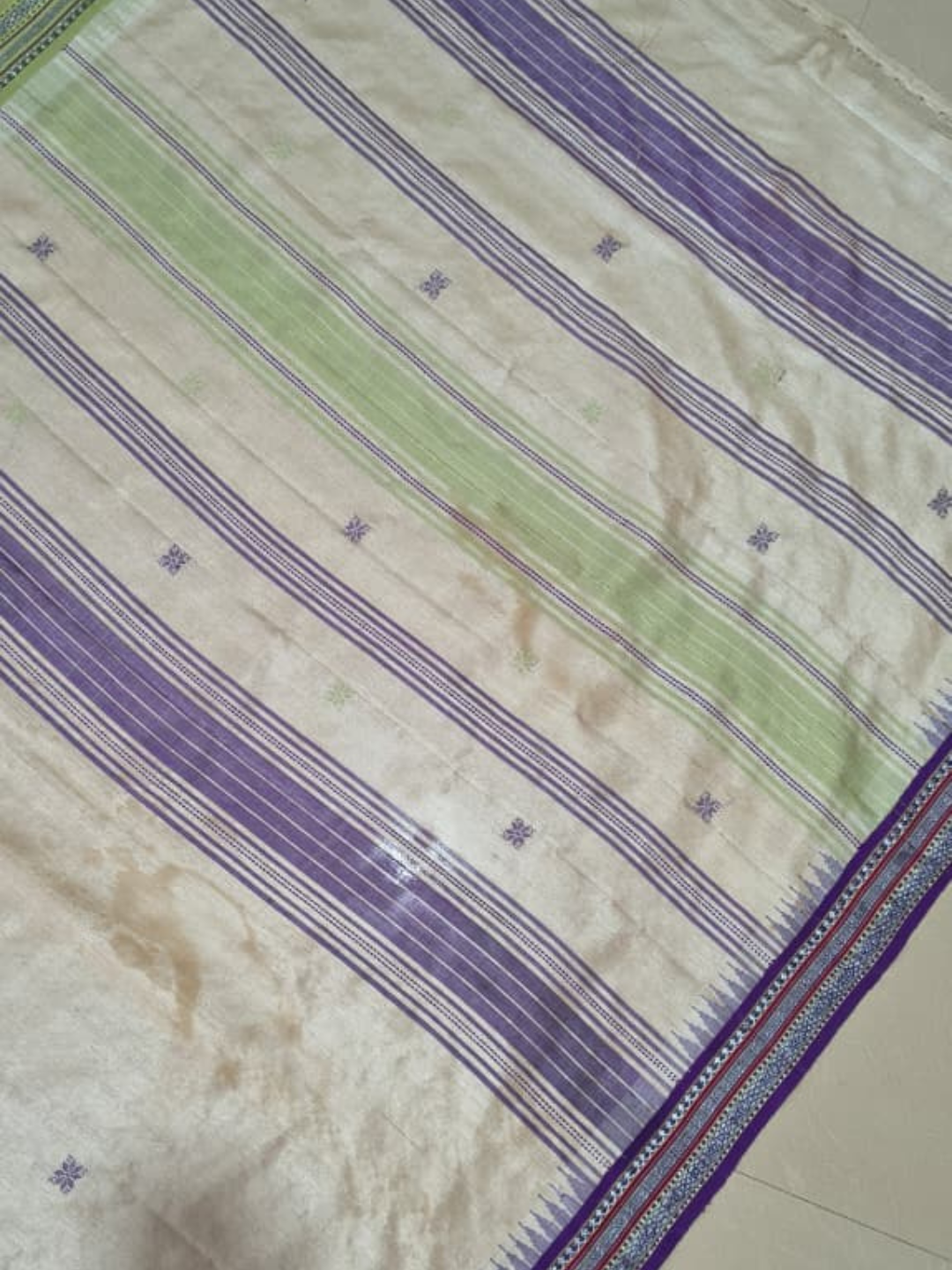Handwoven Pure Vidarbha Tussar Silk Saree | Snow White