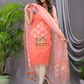 Coral Orange Matka Jamdani 2-Piece Set Kurti & Dupatta (UNSTITCHED) - 104