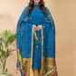 Classic Blue Linen X Linen 2-Piece Set Kurti & Dupatta (UNSTITCHED) - 074