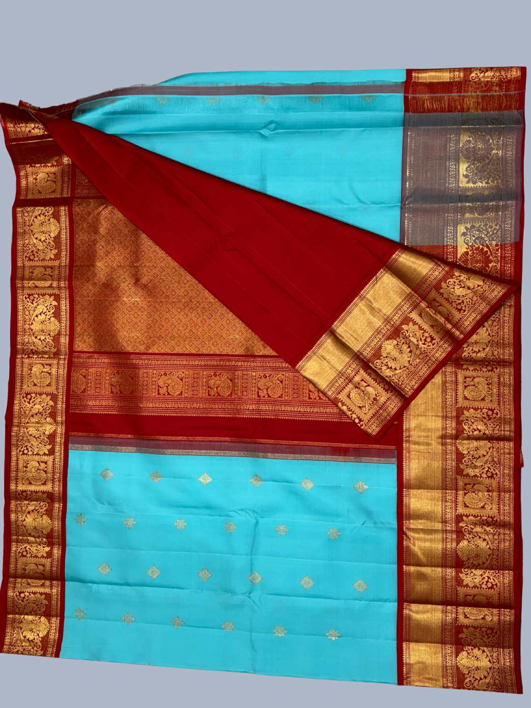 Pure Handwoven Kanchi Silk Saree Sky Blue - 205