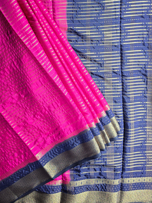 Classic Mysore Semi Silk Saree | Rani Pink