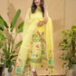 Lemon Yellow Jamdani 2-Piece Set Kurti & Dupatta (UNSTITCHED) -747