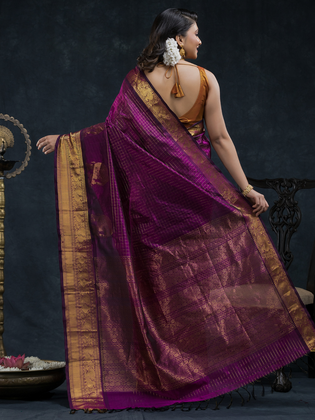 Pure Handloom Korvai Silk Cotton Saree In Punch Purple Colour -178