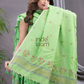 Lime Green 120 Count Cotton Jamdani 2-Piece Set Kurti & Dupatta (UNSTITCHED) - 135