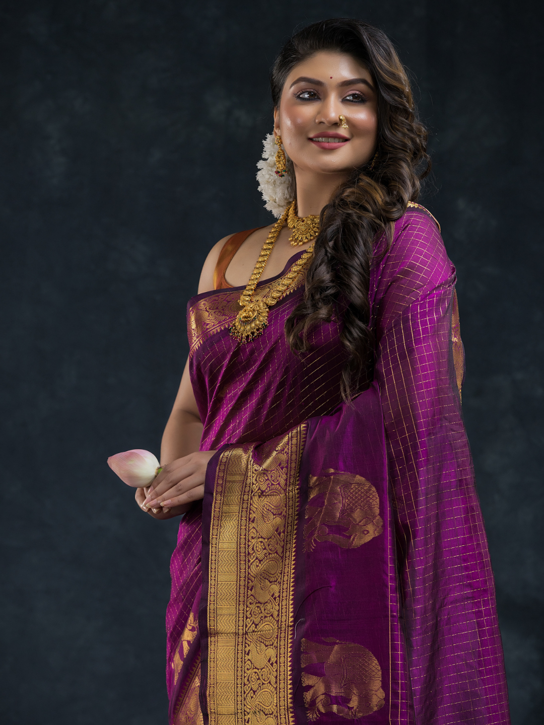 Pure Handloom Korvai Silk Cotton Saree In Punch Purple Colour -178