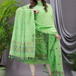 Lime Green 120 Count Cotton Jamdani 2-Piece Set Kurti & Dupatta (UNSTITCHED) - 135