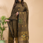 Olive Green Tissue Linen 2-Piece Set Kurti & Dupatta (UNSTITCHED) - 035