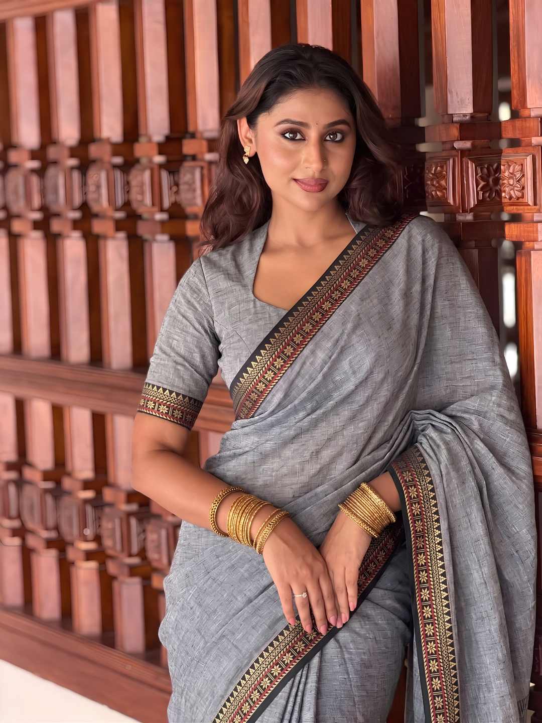 Handloom Narayanpet Cotton Saree | Grey
