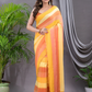 Handloom Mul Cotton Saree With Light Yellow - 001