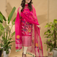 Deep Pink  Jamdani -Piec2-Piece Set Kurti & Dupatta (UNSTITCHED) -748