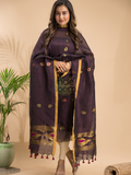 Dark Purple Tissue Linen 2-Piece Set Kurti & Dupatta (UNSTITCHED) - 036