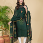 Pine Green Mercerised Cotton Meenakari Motif 2-Piece Kurti & Dupatta (UNSTITCHED)-872