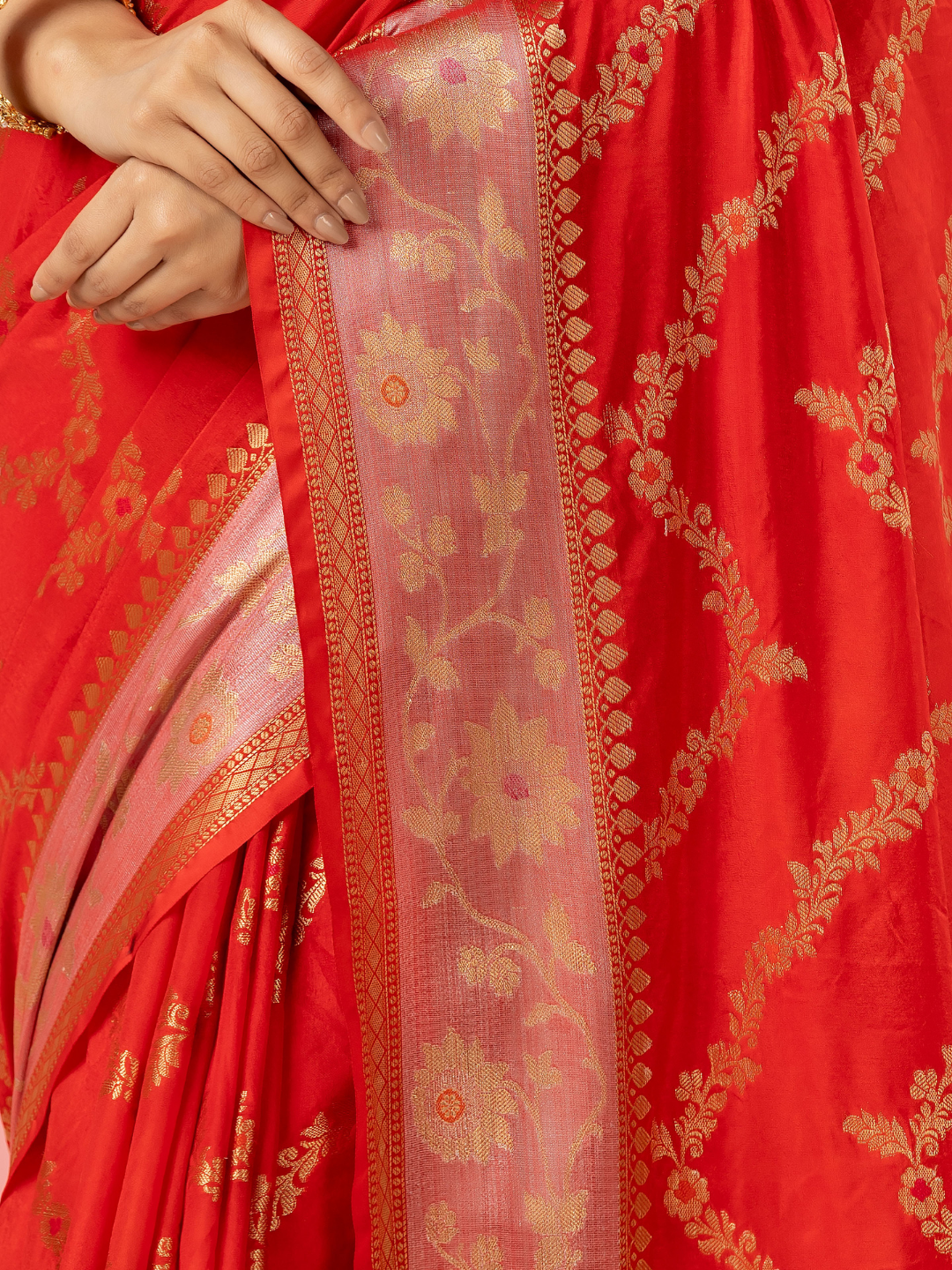 Classic Benarasi Katan Semi Silk Saree | Classic Red