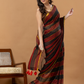 Pure Handloom Mul Cotton Saree | Black And Rust Stripes