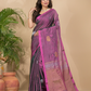 Tissue Silk Saree With Shaded Wine Purple - 032