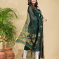 Pine Green Mercerised Cotton Meenakari Motif 2-Piece Kurti & Dupatta (UNSTITCHED)-872