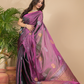 Tissue Silk Saree With Shaded Wine Purple - 032