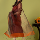 Handwoven Jamdani Muslin Unstitched 2-piece Kurti | Rust Brown