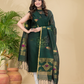 Pine Green Mercerised Cotton Meenakari Motif 2-Piece Kurti & Dupatta (UNSTITCHED)-872