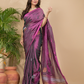 Tissue Silk Saree With Shaded Wine Purple - 032